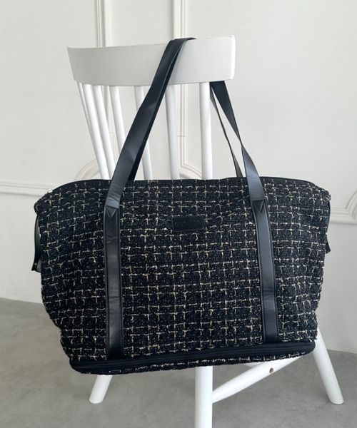 wears（ウェアーズ）の「【拡張型】ツイード風トラベルボストンバッグ（ボストンバッグ・レディース・ホワイト/ブラウン/ブラック・FREE）」の5枚目の写真