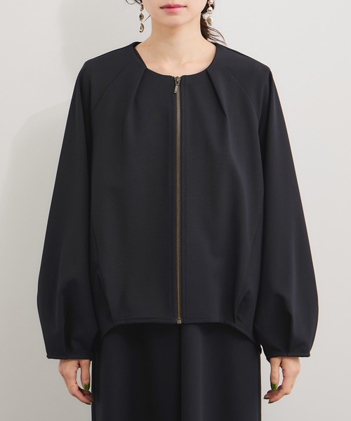 セール】ダブルクロスコクーンノーカラーブルゾン（ブルゾン）｜LE