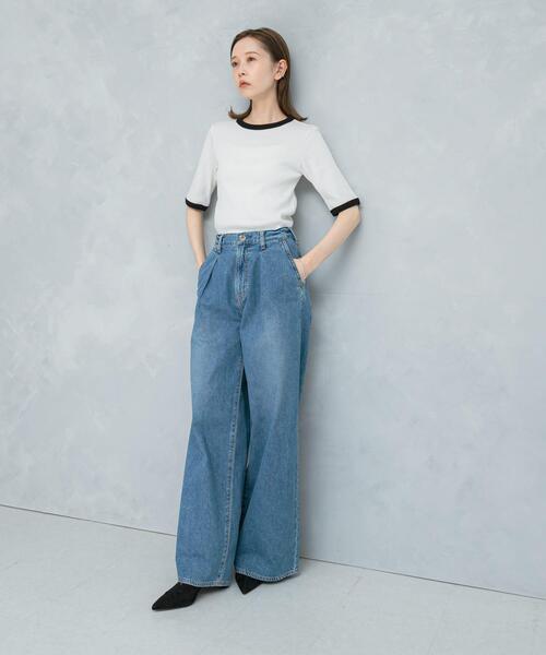 URBAN RESEARCH ROSSO WOMEN（アーバンリサーチ　ロッソ）の「バイカラーコンパクトリブTシャツ（Tシャツ/カットソー・レディース・ブラック/ベージュ/オフホワイト・FREE）」の5枚目の写真