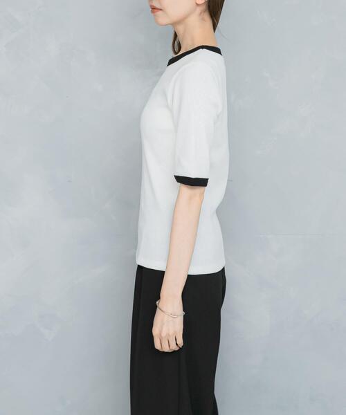 URBAN RESEARCH ROSSO WOMEN（アーバンリサーチ　ロッソ）の「バイカラーコンパクトリブTシャツ（Tシャツ/カットソー・レディース・ブラック/ベージュ/オフホワイト・FREE）」の9枚目の写真