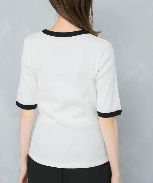 URBAN RESEARCH ROSSO WOMEN（アーバンリサーチ　ロッソ）の「バイカラーコンパクトリブTシャツ（Tシャツ/カットソー・レディース・ブラック/ベージュ/オフホワイト・FREE）」の12枚目の写真