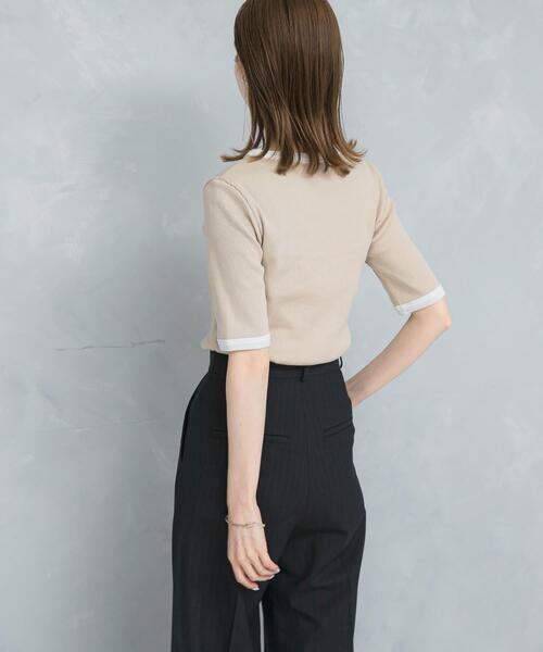 URBAN RESEARCH ROSSO WOMEN（アーバンリサーチ　ロッソ）の「バイカラーコンパクトリブTシャツ（Tシャツ/カットソー・レディース・ブラック/ベージュ/オフホワイト・FREE）」の18枚目の写真