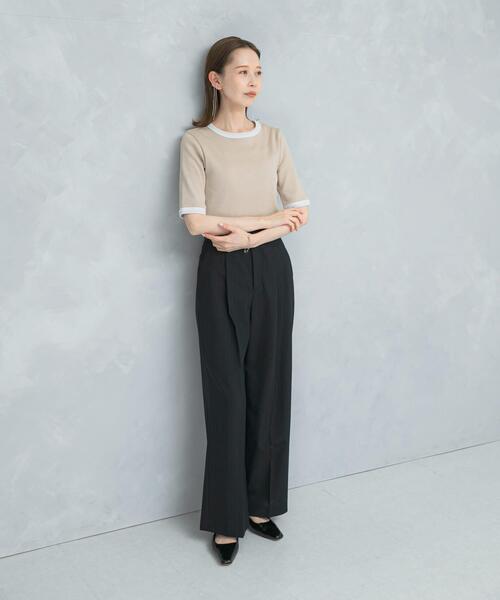 URBAN RESEARCH ROSSO WOMEN（アーバンリサーチ　ロッソ）の「バイカラーコンパクトリブTシャツ（Tシャツ/カットソー・レディース・ブラック/ベージュ/オフホワイト・FREE）」の19枚目の写真