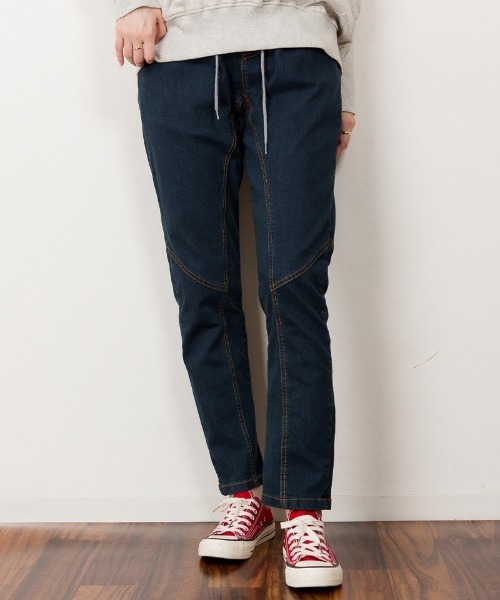 RCD(アールシーディー)の「ウエストリブデニムサルエルパンツ(デニムパンツ・レディース・ワンウォッシュ/ネイビー/ブルー・LL/3L/L/4L/M)」の1枚目の写真