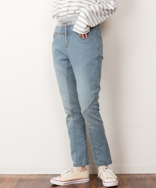 RCD(アールシーディー)の「ウエストリブデニムサルエルパンツ(デニムパンツ・レディース・ワンウォッシュ/ネイビー/ブルー・LL/3L/L/4L/M)」の7枚目の写真