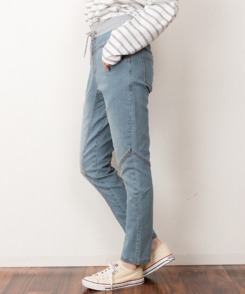 RCD(アールシーディー)の「ウエストリブデニムサルエルパンツ(デニムパンツ・レディース・ワンウォッシュ/ネイビー/ブルー・LL/3L/L/4L/M)」の8枚目の写真