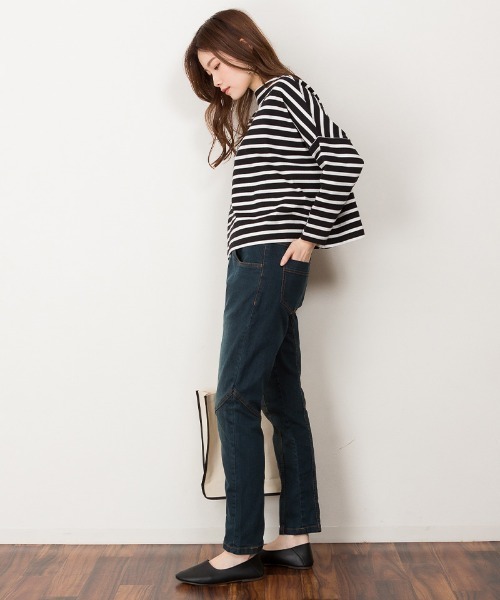RCD(アールシーディー)の「ウエストリブデニムサルエルパンツ(デニムパンツ・レディース・ワンウォッシュ/ネイビー/ブルー・LL/3L/L/4L/M)」の14枚目の写真