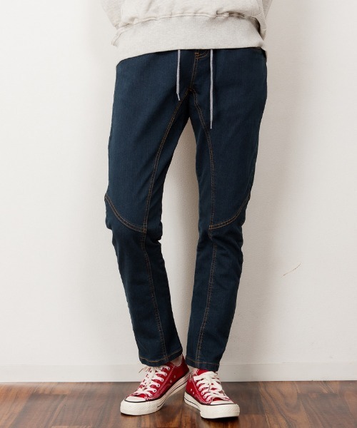 RCD(アールシーディー)の「ウエストリブデニムサルエルパンツ(デニムパンツ・レディース・ワンウォッシュ/ネイビー/ブルー・LL/3L/L/4L/M)」の10枚目の写真