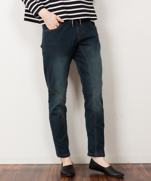 RCD(アールシーディー)の「ウエストリブデニムサルエルパンツ(デニムパンツ・レディース・ワンウォッシュ/ネイビー/ブルー・LL/3L/L/4L/M)」の5枚目の写真