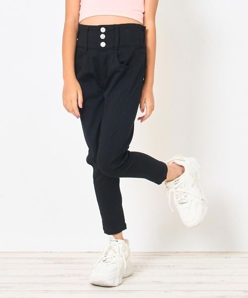 ANAP kids（アナップキッズ）の「ハイウエスト ストレッチ スキニー パンツ【ジュニアお揃い】（その他パンツ・キッズ・ブラック・130cm/120cm/110cm）」の2枚目の写真