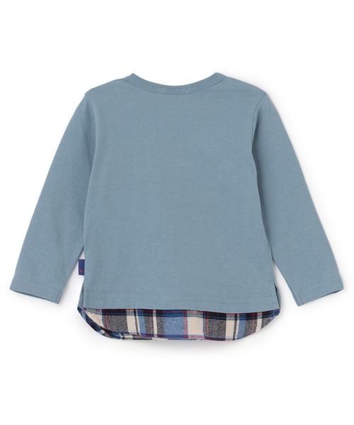 KP BOY（ケーピーボーイ）の「車アップリケ×裾チェック 長袖Tシャツ（Tシャツ/カットソー・キッズ・レッド/ブルー・80ｃｍ/90cm/100cm/120cm/130cm/110cm）」の3枚目の写真