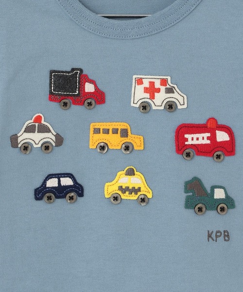 KP BOY（ケーピーボーイ）の「車アップリケ×裾チェック 長袖Tシャツ（Tシャツ/カットソー・キッズ・レッド/ブルー・80ｃｍ/90cm/100cm/120cm/130cm/110cm）」の5枚目の写真