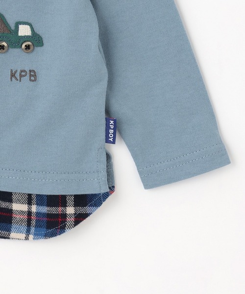 KP BOY（ケーピーボーイ）の「車アップリケ×裾チェック 長袖Tシャツ（Tシャツ/カットソー・キッズ・レッド/ブルー・80ｃｍ/90cm/100cm/120cm/130cm/110cm）」の7枚目の写真