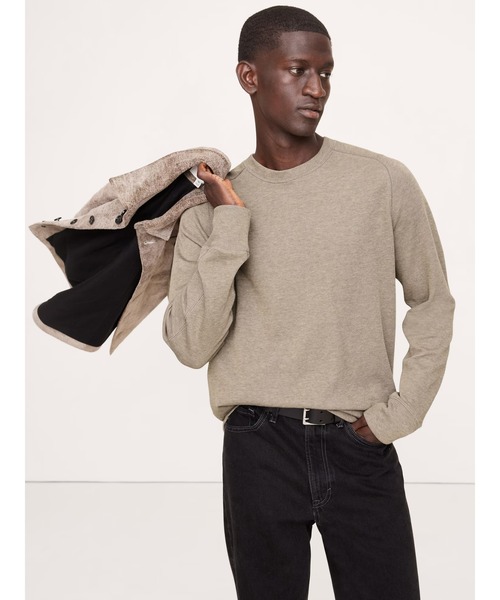 Banana Republic（バナナリパブリック）の「◆スラブ ダブルニット クルーネックTシャツ（ニット/セーター・メンズ・ナチュラル/カーキ/イエロー/ライトブルー/キャメル・M/XL/S/L）」の2枚目の写真