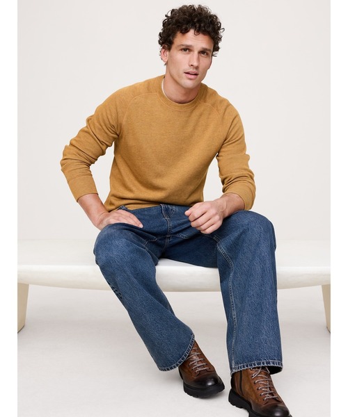 Banana Republic（バナナリパブリック）の「◆スラブ ダブルニット クルーネックTシャツ（ニット/セーター・メンズ・ナチュラル/カーキ/イエロー/ライトブルー/キャメル・M/XL/S/L）」の5枚目の写真