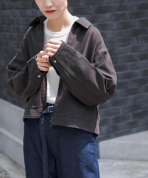 FORK&SPOON(フォークアンドスプーン)の「FORK&SPOON ガーメントダイツイルジップブルゾン(ブルゾン・レディース・アイボリー/チャコールグレー・1)」の16枚目の写真