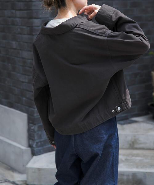 FORK&SPOON(フォークアンドスプーン)の「FORK&SPOON ガーメントダイツイルジップブルゾン(ブルゾン・レディース・アイボリー/チャコールグレー・1)」の13枚目の写真