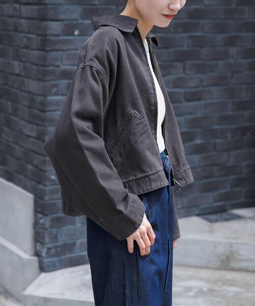 FORK&SPOON(フォークアンドスプーン)の「FORK&SPOON ガーメントダイツイルジップブルゾン(ブルゾン・レディース・アイボリー/チャコールグレー・1)」の12枚目の写真