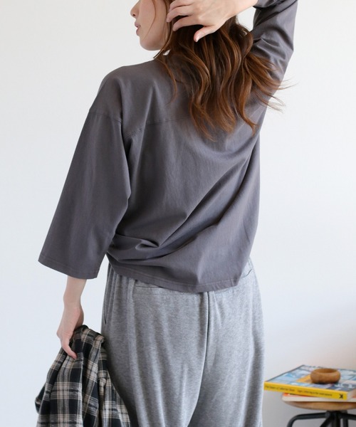 cepo（セポ）の「ナンバリングフットボールTee（Tシャツ/カットソー・レディース・ベージュ/チャコール・M）」の12枚目の写真