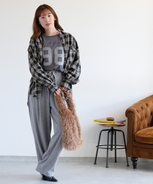cepo（セポ）の「ナンバリングフットボールTee（Tシャツ/カットソー・レディース・ベージュ/チャコール・M）」の7枚目の写真