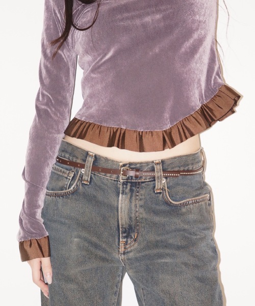 igi（イジ）の「SLIM STUD BELT / スリムスタッズリアルレザーベルト（ベルト・レディース・ブラック/ブラウン・FREE）」の3枚目の写真