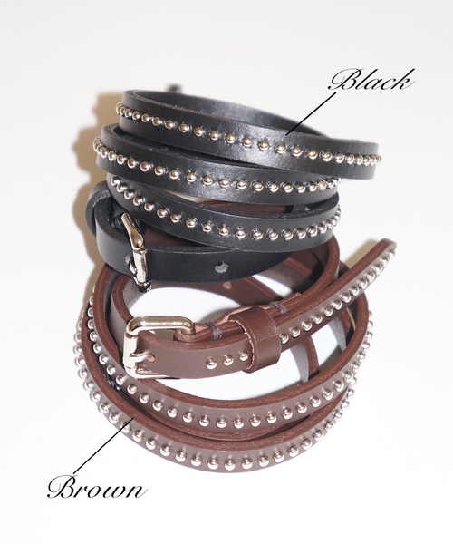 igi（イジ）の「SLIM STUD BELT / スリムスタッズリアルレザーベルト（ベルト・レディース・ブラック/ブラウン・FREE）」の18枚目の写真