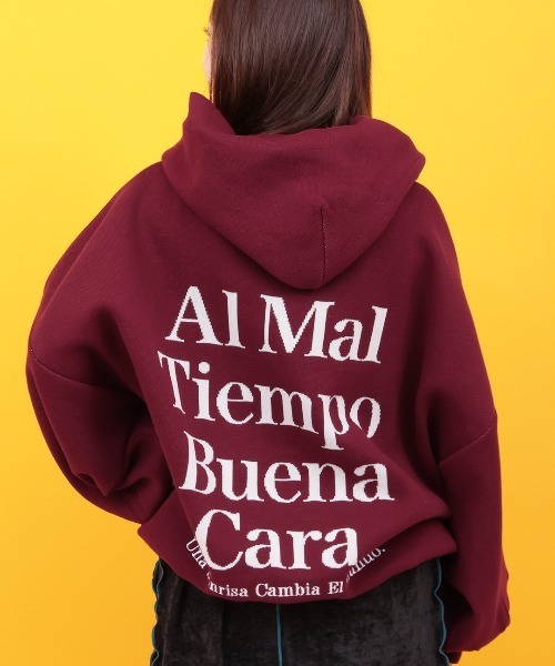 チチカカ（チチカカ）の「Orale! バックロゴニットフーディー（ニット/セーター・レディース・ネイビー/ボルドー/ライトグレー・FREE）」の3枚目の写真