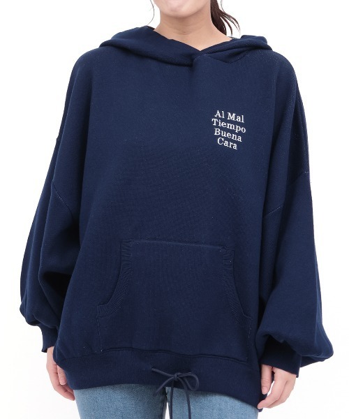 チチカカ（チチカカ）の「Orale! バックロゴニットフーディー（ニット/セーター・レディース・ネイビー/ボルドー/ライトグレー・FREE）」の14枚目の写真