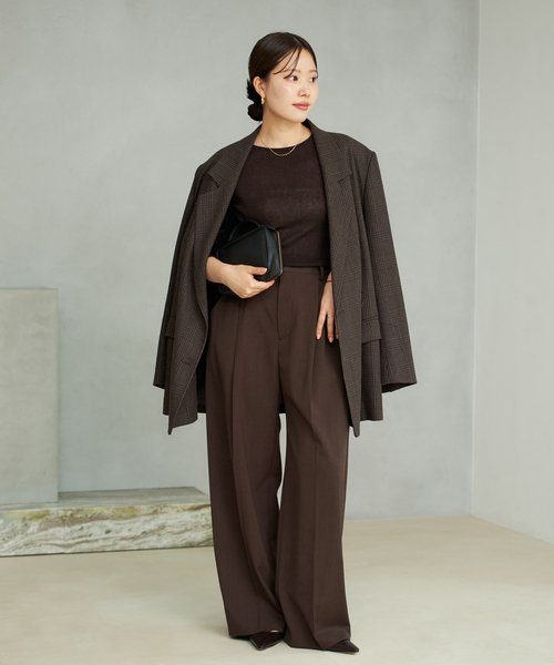 セール】One Tuck Straight Wide パンツ（スラックス）｜Plage