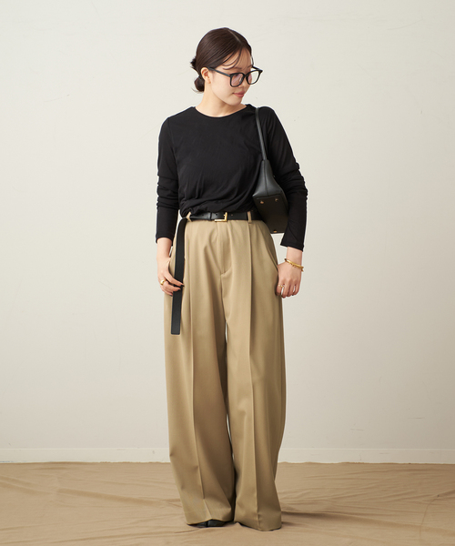 One Tuck Straight Wide パンツ（スラックス）｜Plage
