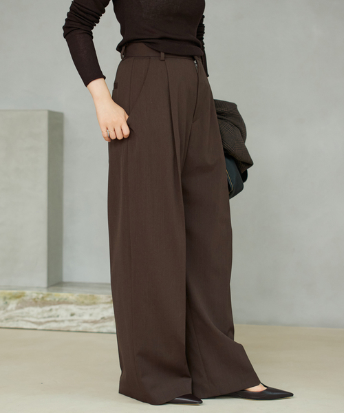 One Tuck Straight Wide パンツ（スラックス）｜Plage