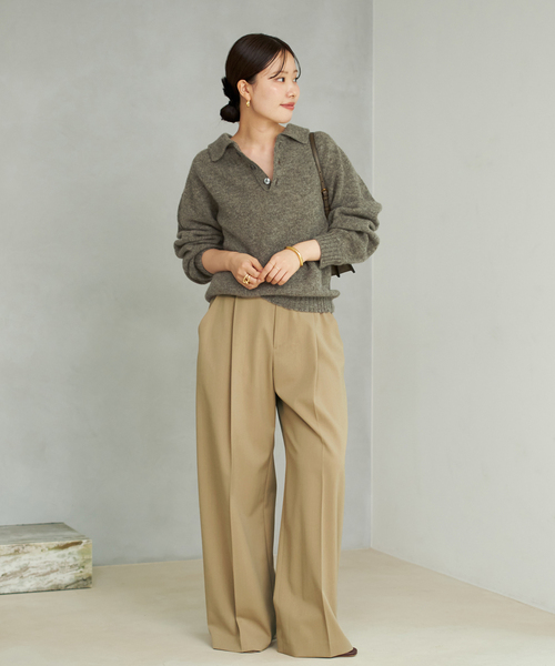 plage（プラージュ）の「One Tuck Straight Wide パンツ（スラックス・レディース・ベージュ/ブラウン・34/36/38）」の18枚目の写真