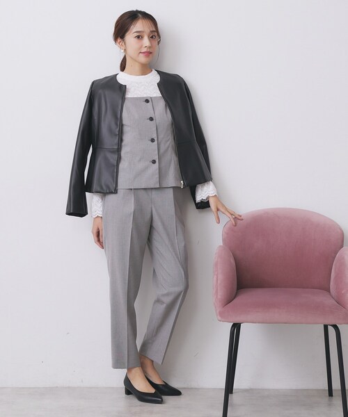 index（インデックス）の「ウールライクストレッチキャミビスチェ/セットアップ対応【洗濯機OK】（タンクトップ・レディース・ブラック/ベージュ/グレー・36/38/40）」の4枚目の写真