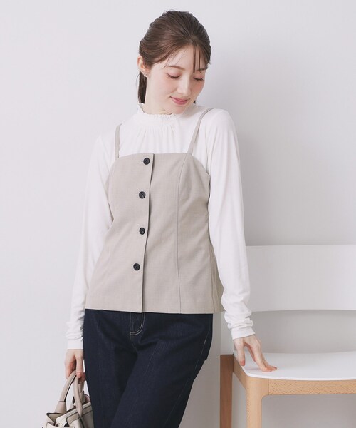 index（インデックス）の「ウールライクストレッチキャミビスチェ/セットアップ対応【洗濯機OK】（タンクトップ・レディース・ブラック/ベージュ/グレー・36/38/40）」の10枚目の写真