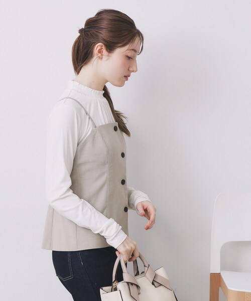 index（インデックス）の「ウールライクストレッチキャミビスチェ/セットアップ対応【洗濯機OK】（タンクトップ・レディース・ブラック/ベージュ/グレー・36/38/40）」の11枚目の写真