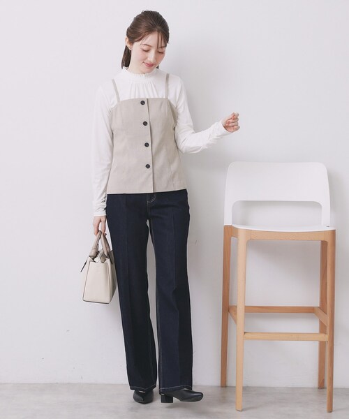 index（インデックス）の「ウールライクストレッチキャミビスチェ/セットアップ対応【洗濯機OK】（タンクトップ・レディース・ブラック/ベージュ/グレー・36/38/40）」の12枚目の写真