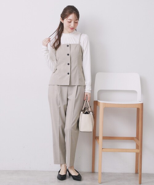 index（インデックス）の「ウールライクストレッチキャミビスチェ/セットアップ対応【洗濯機OK】（タンクトップ・レディース・ブラック/ベージュ/グレー・36/38/40）」の14枚目の写真