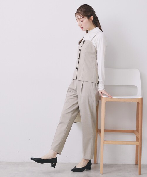 index（インデックス）の「ウールライクストレッチキャミビスチェ/セットアップ対応【洗濯機OK】（タンクトップ・レディース・ブラック/ベージュ/グレー・36/38/40）」の15枚目の写真