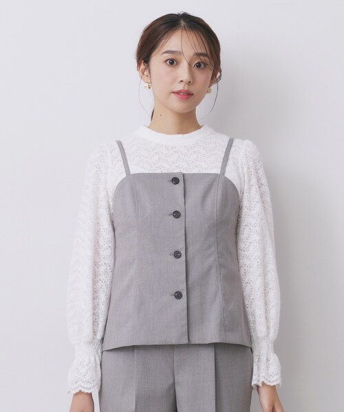 index（インデックス）の「ウールライクストレッチキャミビスチェ/セットアップ対応【洗濯機OK】（タンクトップ・レディース・ブラック/ベージュ/グレー・36/38/40）」の17枚目の写真