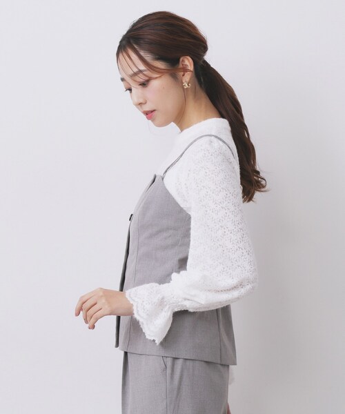 index（インデックス）の「ウールライクストレッチキャミビスチェ/セットアップ対応【洗濯機OK】（タンクトップ・レディース・ブラック/ベージュ/グレー・36/38/40）」の18枚目の写真