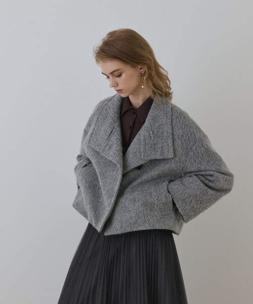 Diagram(ダイアグラム)の「アルパカシャギージャケット(その他アウター・レディース・ベージュ/グレー・38/36)」の2枚目の写真