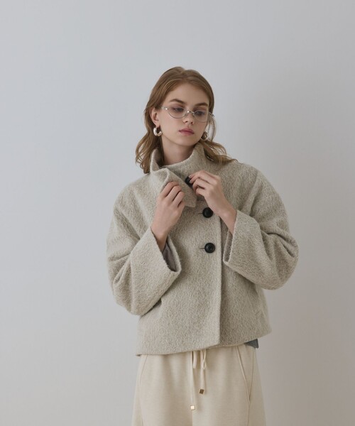 Diagram(ダイアグラム)の「アルパカシャギージャケット(その他アウター・レディース・ベージュ/グレー・38/36)」の3枚目の写真