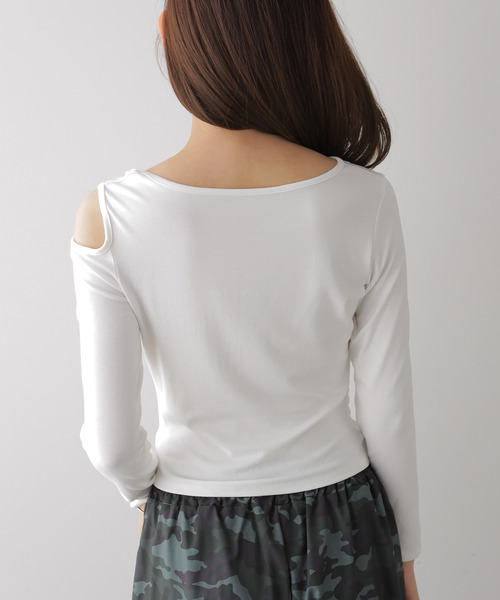 VIVID LADY(ビビッドレディー)の「アシンメトリーワンショルダートップス(Tシャツ/カットソー・レディース・アイボリー/ブラック・FREE)」の16枚目の写真