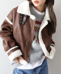 SpRay（スプレイ）の「フェイクムートンクロップドジャケット（ムートンコート）」