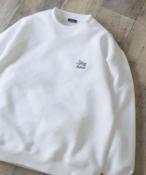 セール】刺繍ジャカードロングスリーブカットソー（スウェット