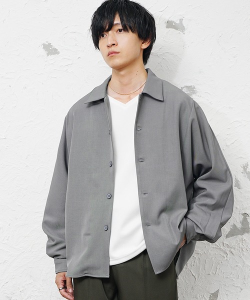 MinoriTY（マイノリティ）の「【MinoriTY】とろみ素材ドルマンシルエットビッグシャツジャケット オーバーサイズ ルーズフィット メンズ 秋服（シャツ/ブラウス・メンズ・ブラック/チャコール/ベージュ・S/M/L）」の13枚目の写真