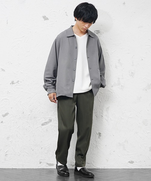 MinoriTY（マイノリティ）の「【MinoriTY】とろみ素材ドルマンシルエットビッグシャツジャケット オーバーサイズ ルーズフィット メンズ 秋服（シャツ/ブラウス・メンズ・ブラック/チャコール/ベージュ・S/M/L）」の15枚目の写真