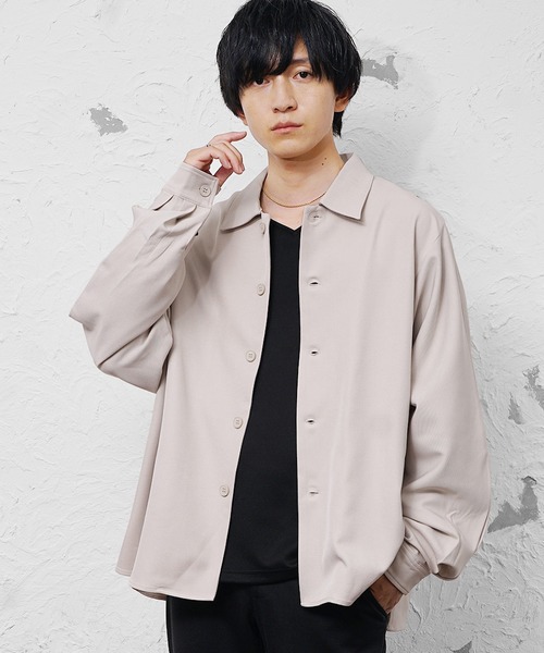 MinoriTY（マイノリティ）の「【MinoriTY】とろみ素材ドルマンシルエットビッグシャツジャケット オーバーサイズ ルーズフィット メンズ 秋服（シャツ/ブラウス・メンズ・ブラック/チャコール/ベージュ・S/M/L）」の6枚目の写真