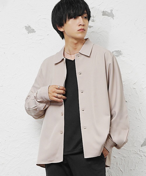 MinoriTY】とろみ素材ドルマンシルエットビッグシャツジャケット