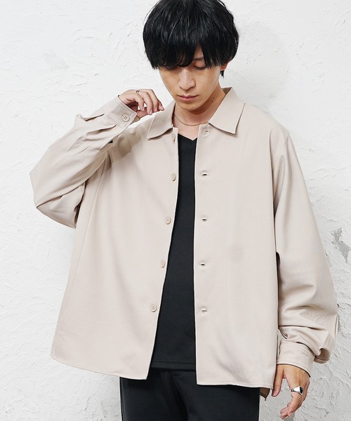 MinoriTY（マイノリティ）の「【MinoriTY】とろみ素材ドルマンシルエットビッグシャツジャケット オーバーサイズ ルーズフィット メンズ 秋服（シャツ/ブラウス・メンズ・ブラック/チャコール/ベージュ・S/M/L）」の4枚目の写真